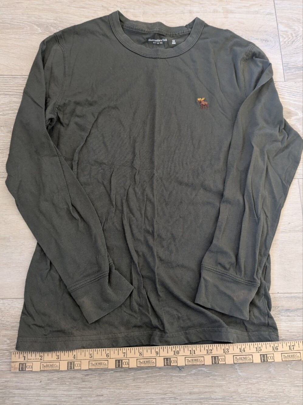 Abercrombie & Fitch Olive Green Long Sleeve Tee with Moose Logo